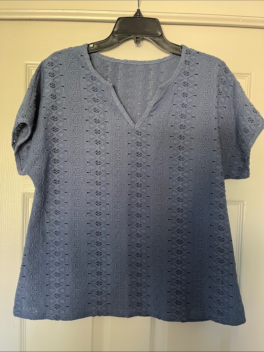 Boho Cottagecore Intricate Eyelet Embroidery Detail Textured Top